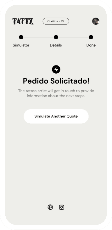 Página que confirma o pedido